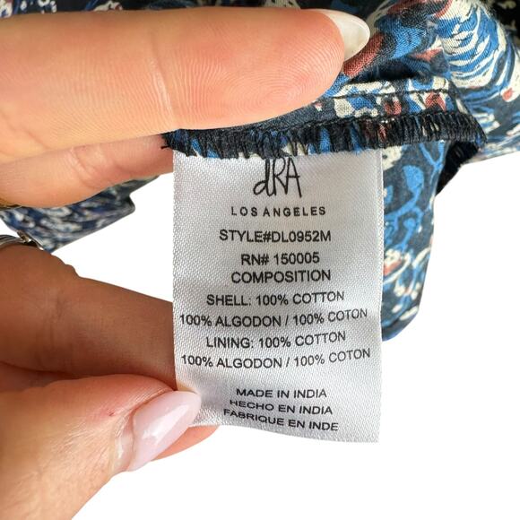 DRA Los Angeles NWOT Blue Black Floral Midi Fit & Flare Cotton Dress - Picture 13 of 13